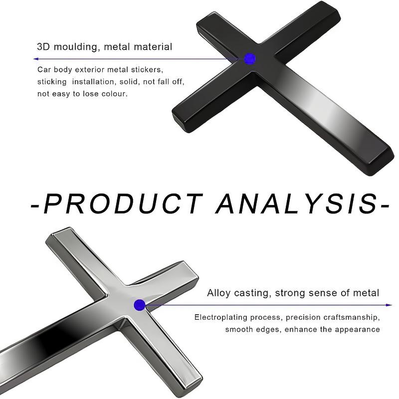 2PCS Universal Durable Christian Cross Sticker - 3D Emblem Badge for Car Exterior, Motorcycle & SUV, Easy Application Decorative Gift & Accessory Christmas Gift