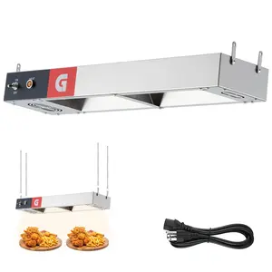 【GARVEE】24" Electric Strip Heater, Food Heat Lamp Overhead Food Warmer, Commercial Grade Infrared Food Warmer with Plug and Chains, Hanging Overhead Stainless Steel for Food Restaurant Buffet Catering Kitchen