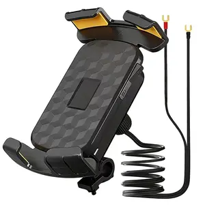 Bike Phone Holder Charger, Motorcycle Navigation Stand with Extensible Charging Cable, Suitable for Motorcycles and Electric Bikes