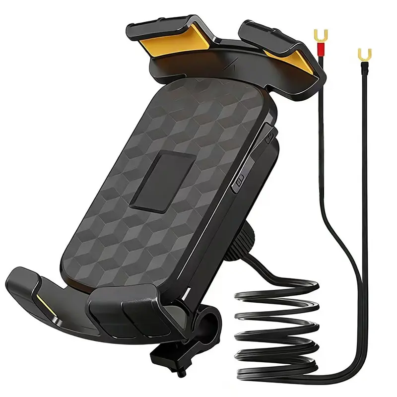Bike Phone Holder Charger, Motorcycle Navigation Stand with Extensible Charging Cable, Suitable for Motorcycles and Electric Bikes, Motorcycle Accessory