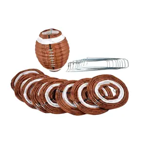 BLOWOUT 4" Football Shaped Sport Paper Lantern, Parallel Ribbing, Hanging Decoration (10 PACK) (String Light Sold Separately)