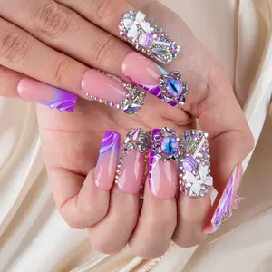 Lovful NEW DROP Collection Handmade Acrylic Press On Nails 10PCS Reusable Salon Quality 3D Flower Rhinestones for Flawless Long Lasting Look Manicure #DealsForYouDays
