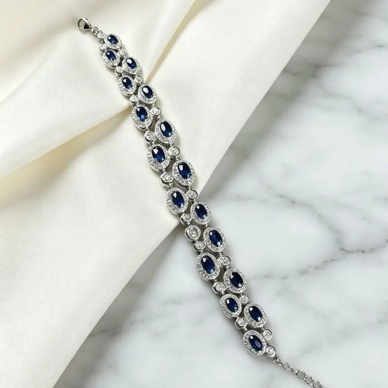 <PingEast jewelry > Tow tow Natural blue sapphire bracelet
