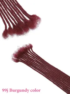 Dreadlock Extensions Human Hair 30 Strands Locs Extensions 100% Human Hair burgundy for Women Men Kids Full Handmade Permanent Locs Can Be Dyed and Bleached