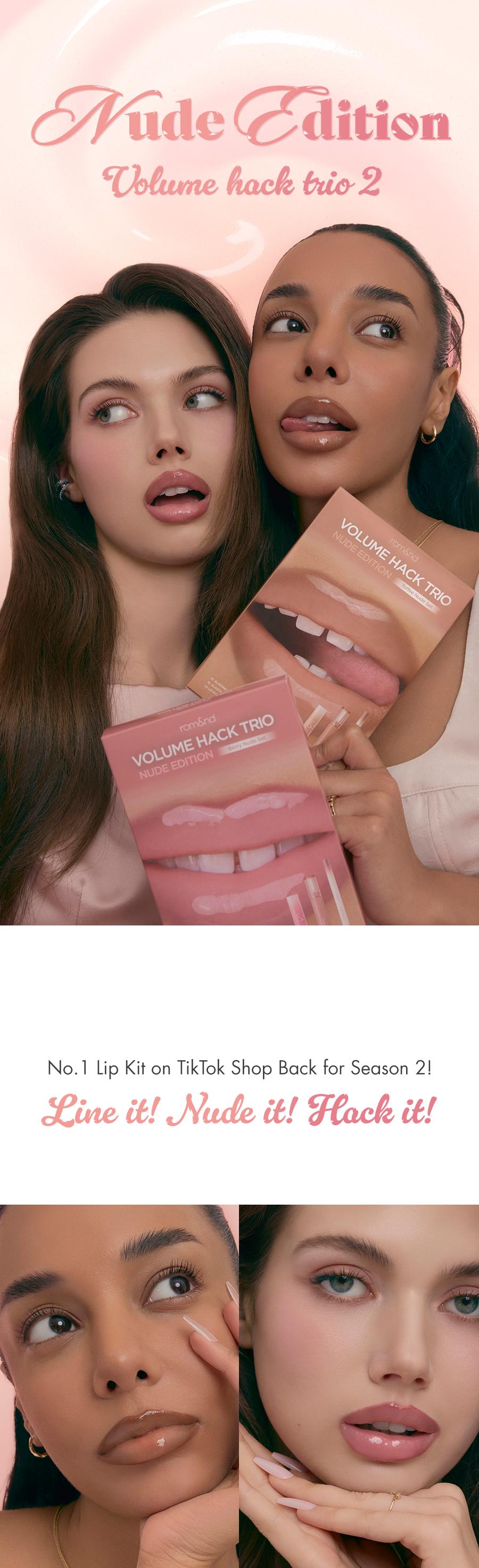 [rom&nd Official Shop] rom&nd LIP VOLUME HACK TRIO NUDE EDITION (2 Shades, Lip Mate Pencil 0.5g & Melting Balm 3.5g & Color Gloss 4g)