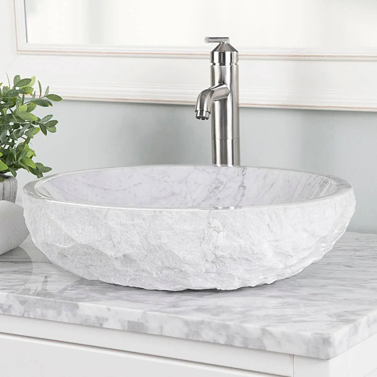 Lennox Italian Cararra White Marble Vessel Bathroom Sink for Interior Home Improvement Bathroom Fixtures