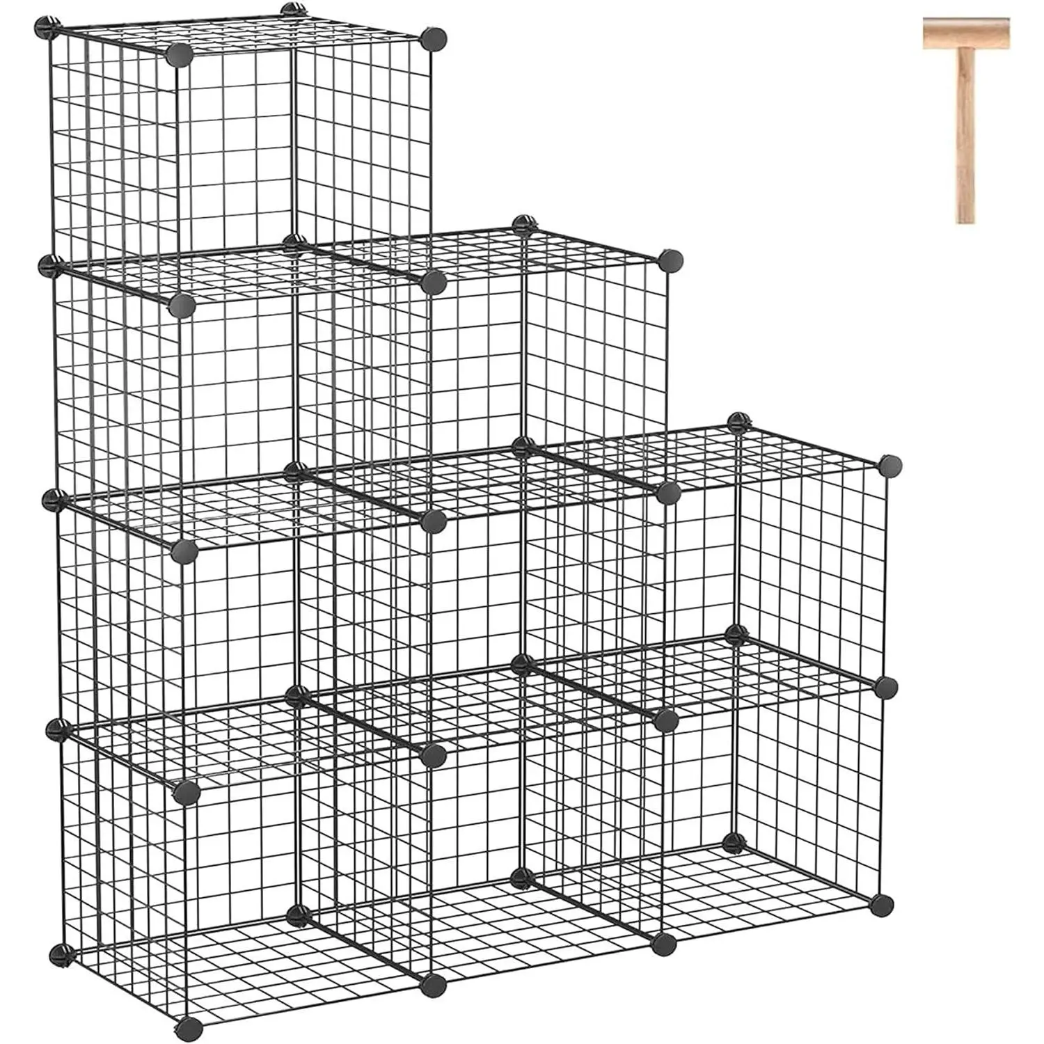 Wire Cube Storage - 9-Cube Organizer, Metal Grids, Modular Bookshelf, Closet Cabinet, Ideal for Home, Living Room, Office - 36.6'L x 12.4'W x 48.4'H Black