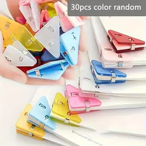 30pcs Colorful Acrylic Triangle Clips, Multipurpose Paper & Bill Holders, Paperclips, Fastener Clip, Durable Pmma Material, Book Corner Binder Clips for Desk Organization, Stationery, Organizer, Office Supplies