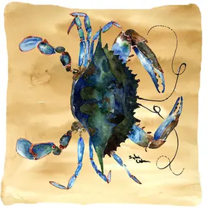 212 MAIN Crab Design Square Decorative Pillow, 14x14 in, Heavyweight Fade-Proof Machine-Washable Fabric, for Indoor/Outdoor Sofas
