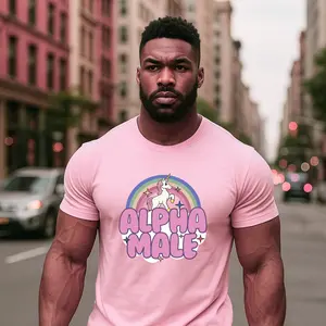 Alpha Male Unicorn Graphic Print Cotton T-Shirt for Men, Summer and All Seasons Menswear Soft