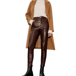 Rich Brown Faux Leather Pants - Sculpting Fit, High Waist Skinny for Date & Party (XS-XL)