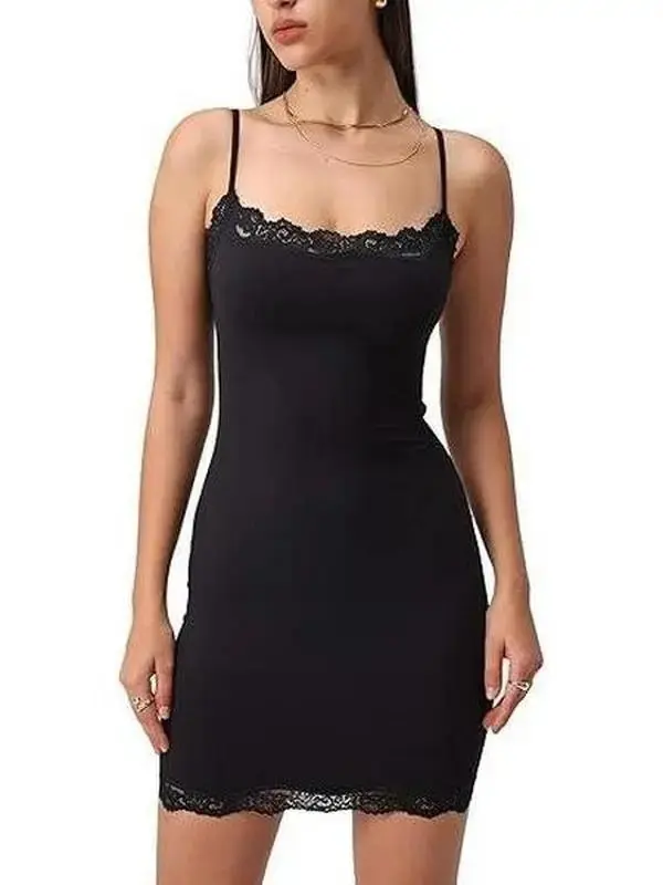Sexy Lace Mini Dress Padded Bodycon Spaghetti Strap Party Club Dress
