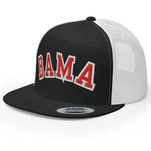 RIVEMUG NG Bama Embroidered Flat Bill Trucker Hat High Crown Adjustable Alabama AL State Cap
