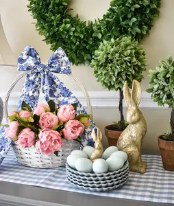 Blue and White Flower Bows