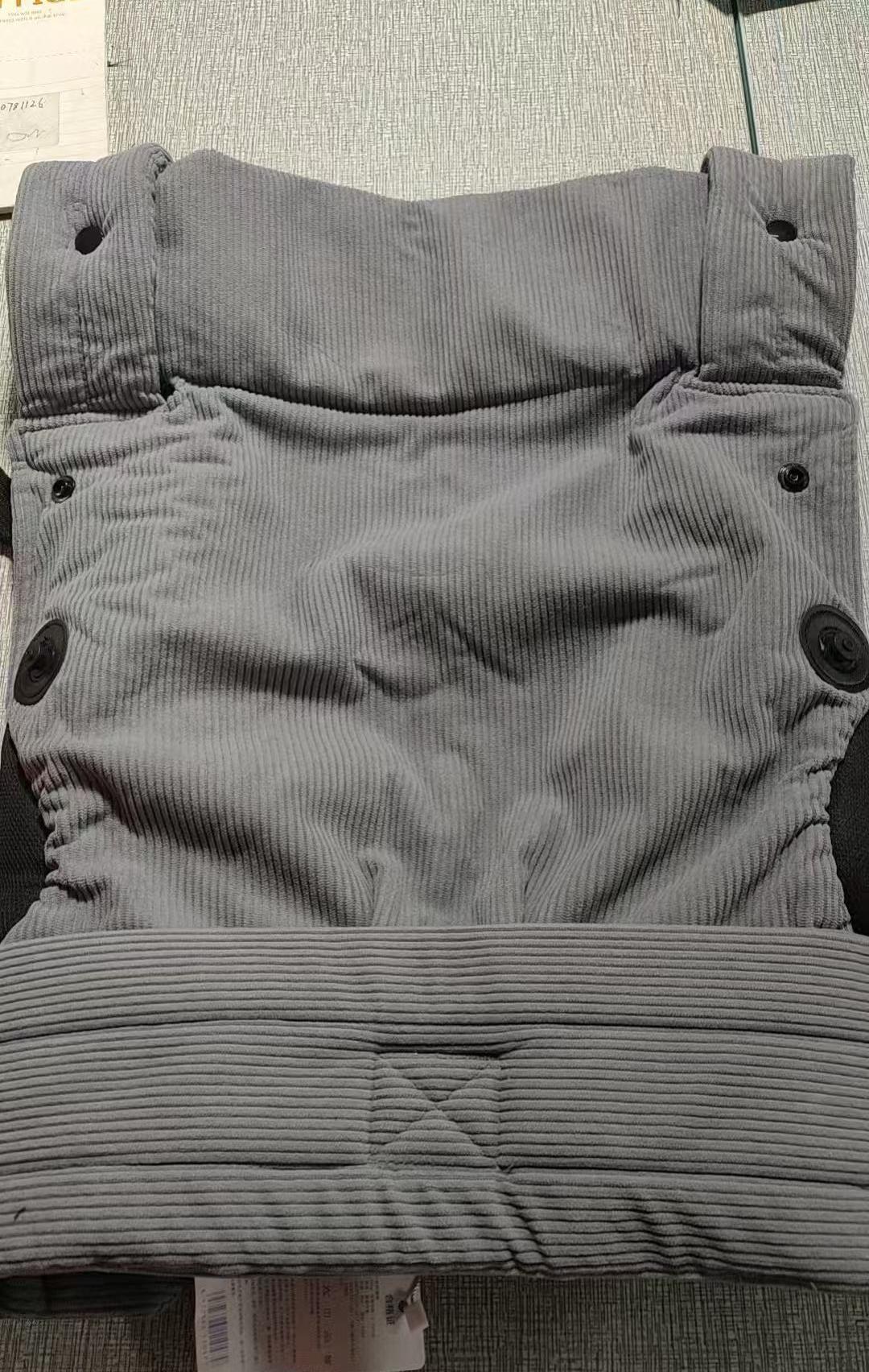 Ergonomic black corduroy baby carrier, lightweight & hands-free design. Fits infants & toddlers 7–44 lbs (3–20kg). Great for outdoor strolls, travel trips, ideal baby shower gift for new parents.