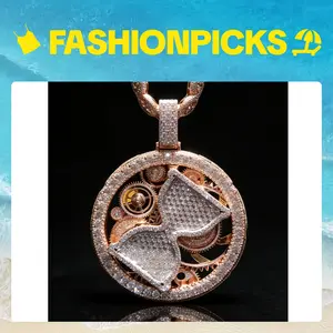 2174 Timepiece Hourglass Gear Wheel Pendant For Men Women Hip Hop Drip Mechanical Design Versatile Unisex Jewelry customizable with engraved letters, logos or patterns Mois Cuban Chain Luminous Couple Necklace Complimentary shipping Summervibes