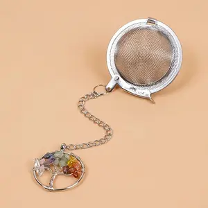 Boho Style Tree Design Tea Infuser, Handmade Tea Strainer with Chain, Tea Making Tool, Desktop Decor, Perfect Gift for Tea Lovers, Home Decor