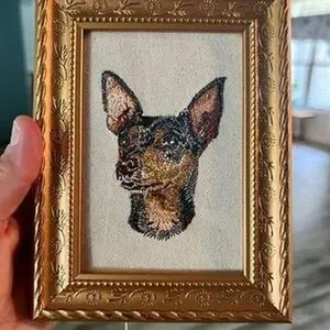 Miniature Pinscher Dobie Dog Machine Embroidered and Framed! Unique Canine Charm Tabletop Decor for Home or Office! Other Designs and Breeds Available! Desktop Decoration Signs