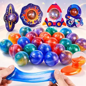Galaxy Slime Balls for Kids, Crystal Slime Sensory Toy Set with Space Cards, Stretchy Non-Sticky Slime Toys for Party Favors, Goodie Bags & Birthday Gifts