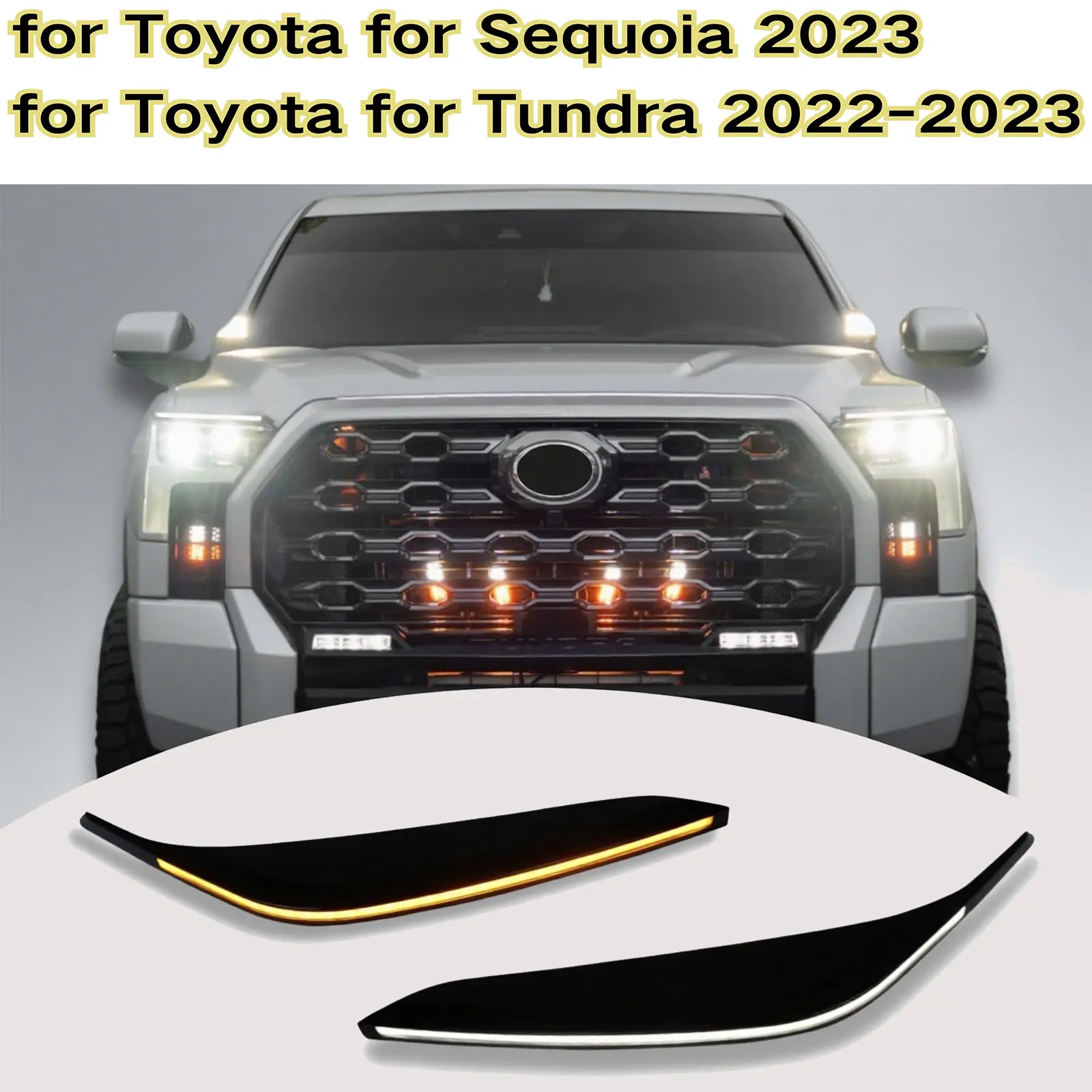 Automotive Headlight Cover 2-Piece Kit, 2 Pieces Easy-Install Replacement Car Accessories for Toyota Tundra 2022-2023, Toyota Sequoia 2023 Truck
