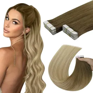 Chestnut to Cool Blonde Balayage Tape In Extensions