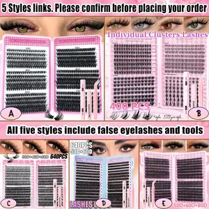 High Capacity False Eyelashes Set, D Curl Fluffy Eyelash Clusters, Mixed Length, Non-Toxic, DIY Eyelash Extensions, Perfect for Daily Use, Parties, Travel