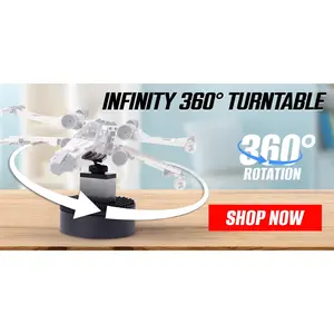 Infinity 360 Motorized Turntable with Smooth Rotating Base Compatible with LEGO in Black Display Platform