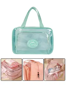 PVC Transparent Large Capacity Wash Bag, Beach Bag, Dry Wet Separation, Single Shoulder Handheld Swimming Bag, Travel Cosmetic Bags, 1 Piece
