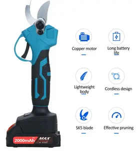Cordless Electric Pruning Shears, Longer Runtime,Brushless Motor,Anti-Slip Handle,Safety Switch,Ideal for Garden, Orchard & Tree Trimming