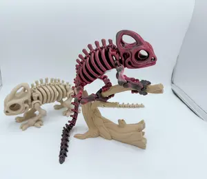 3D Printed Articulated Skeleton Chameleon with branch | Gifts  | Desk Decoration Fidget Sensory Toy