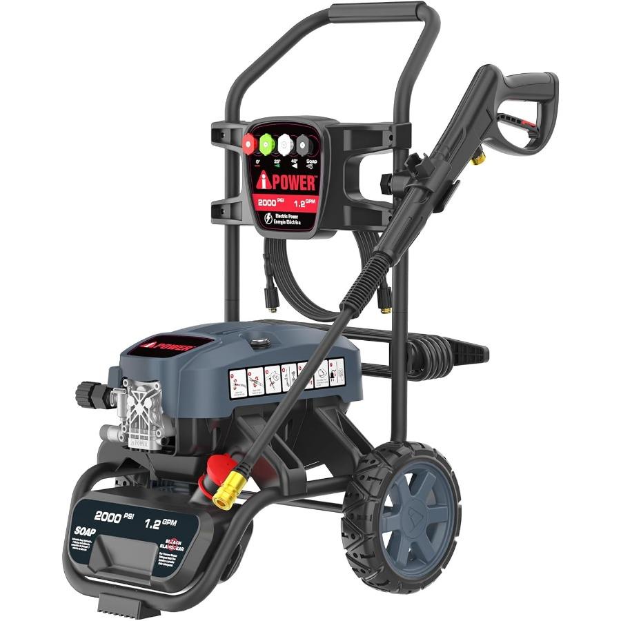 APW2000E Electric Pressure Washer with 2000 PSI and 1.2 GPM CETL Compliant Features Onboard Soap Tank 5 Quick Connect Nozzles S