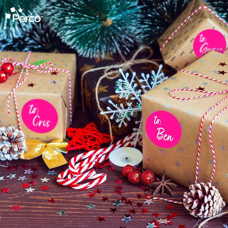 Perco 3-Inch Round Circle Dot Sticker Labels with Easy Peel Perforation - 500 Labels per Roll Strong Adhesion Vibrant Colors for Organizing Crafting & More Made in USA