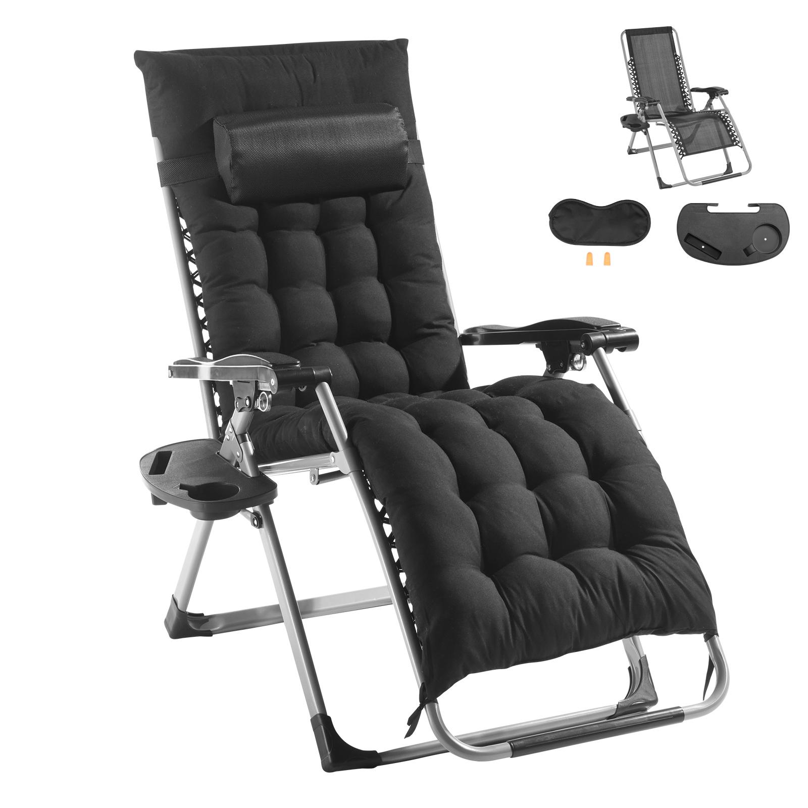 Viral Must-Have 26" Adjustable Zero Gravity Recliner Chair | 90°-170° Folding Padded Lounge Chair with Side Tray(Cup+Phone Holder), 500lbs Capacity for Indoor Outdoor Patio Camping Porch
