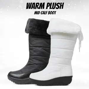 CYNLLIO Womens Winter Snow Boots Rounded Toe Thick Sole Lace Up Pull On Comfy Warm Plush Fur Lined Mid Calf Platform Boot Vacation Shopping Walk Outdoor Indoor Sports Skiing Snowmobiling Parties Nightclub Fall Winter Shoes