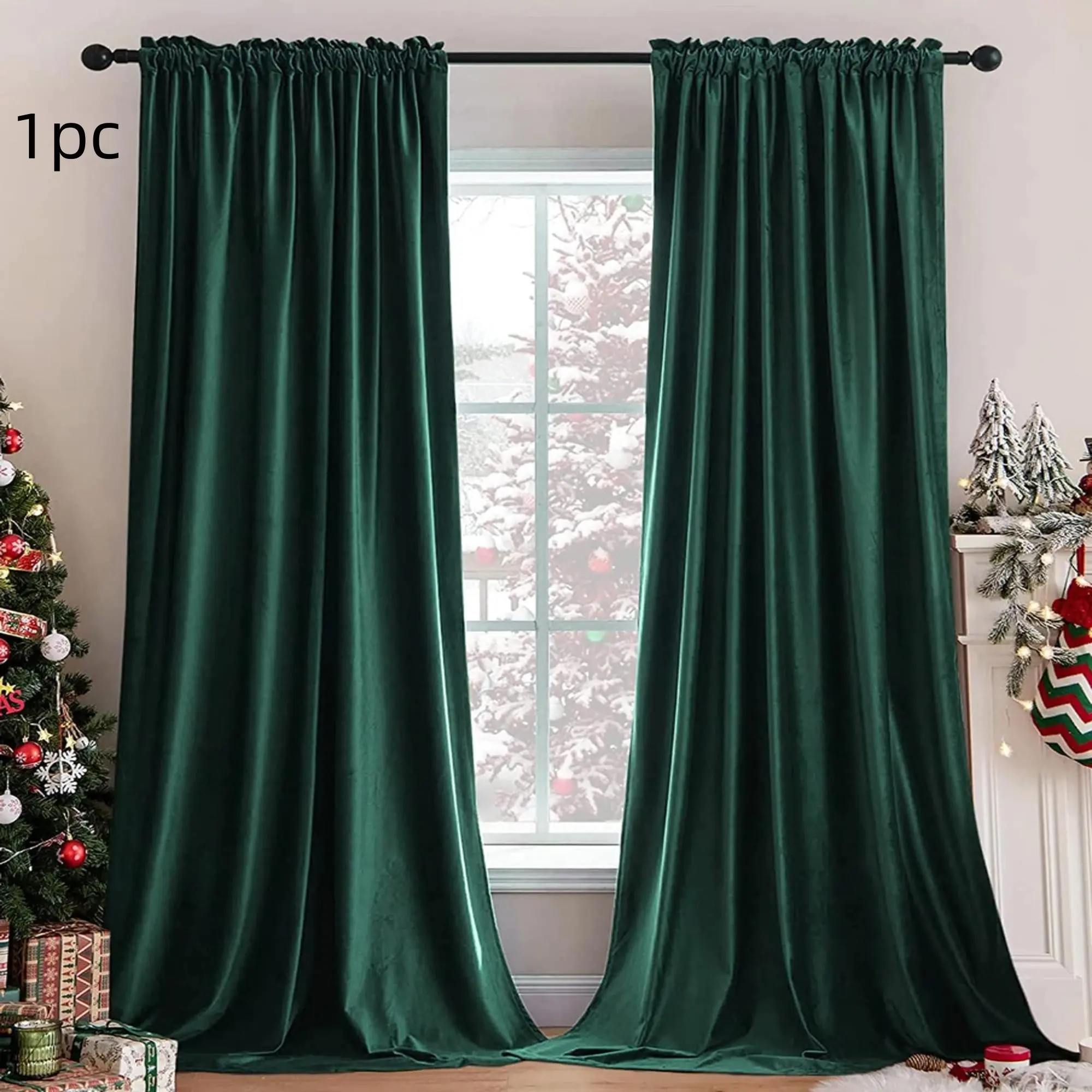 Velvet Blackout Thermal Insulated Curtain, Soft Noise-Reducing Drapes, Rod Pocket Design, Perfect for Living Room & Bedroom, Christmas Decorations, Home Decoration Curtain, Window Curtain
