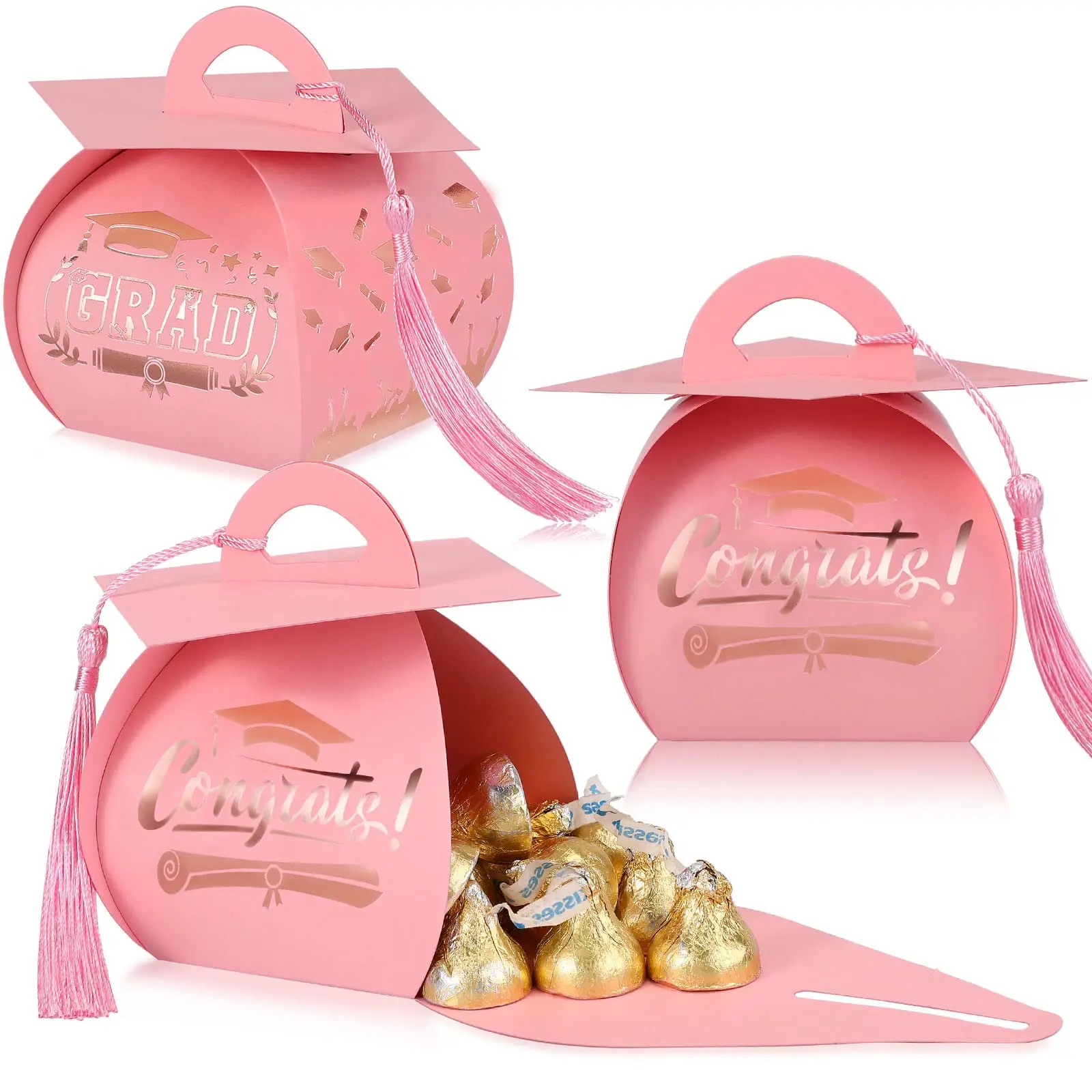 Pink+Rose Gold+Pink Tassel