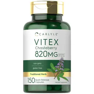 Carlyle Vitex Chasteberry Supplement | 820mg | 150 Capsules | Vitex Agnus-Castus Fruit for Women | Non-GMO, Gluten Free