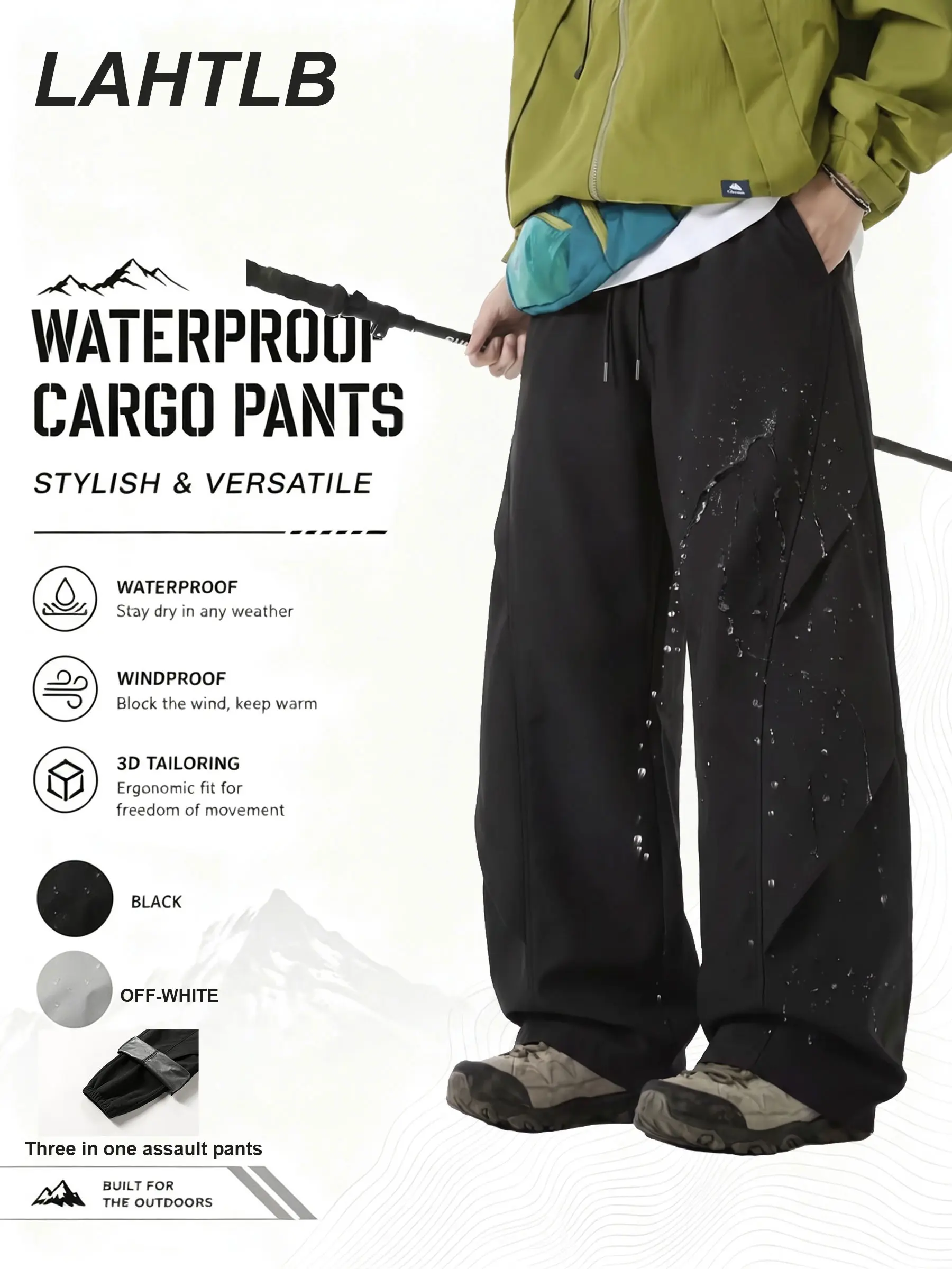 Clean Gent Unisex Lightweight Waterproof Workwear Pants - 3-in-1 Hardshell Pants, Fleece-Lined Long Pants, Breathable Straight-Leg Durable Hiking Pants, Warm Outdoor Adventure Pants for Autumn/Winter, Suitable for Year-Round Use and Outdoor Activities Suc