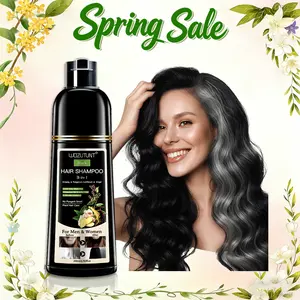 3-in-1 Black Hair Dye Shampoo Herbal Formula with Ginseng Covers Gray Hair Natural Plant Haircare for Salon-Quality Results Flawless Radiant