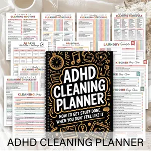ADHD Cleaning Plan Brochure - Color Coded Household Cleaning Calendar and Checklist, Daily/Week/Month/Year Household Organizer with To-Do List, Productivity Tracker and Habit Tracker for Home, Office, Personal Organization, Planner Notebook