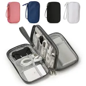 Portable Multi Grid Compartment Cable Storage Bag, Zipper & Handle, Waterproof, Multifunctional Storage for Summer Outdoor Travel & Gift Use