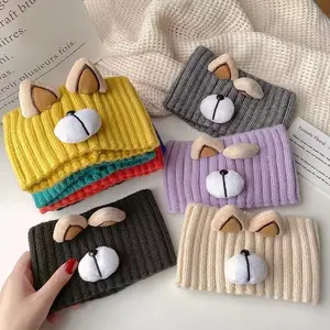 Internet Celebrity Ins Face Washing Headband Headwear Hollow Top Hat Cute Bear Ears Outdoor Versatile Wide Knitted Hairband