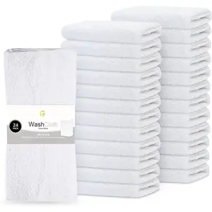 24 Pack Economy White Washcloths Set (12x12 inches) -  Blend Commercial Grade Cleaning Rags, Quick Drying & Soft  Cloths, Fingertip Towels for Bathroom, , Gym, and Kitchen
