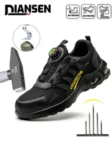 Steel Toe Shoes for Men Work Shoes Men Steel Toe Shoe for Construction Sneakers for Warehouse Safety Anti-Punctur and Anti-smash Indestructible Sneakers for Industrial New Fashion all-season outdoor Rotary Buckle Worker
