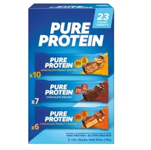 pure protein Bars Gluten-free,  Chocolate  variety  pack 23ct Snack