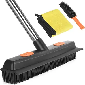 Retractable Floor Brush Set, 1 Set Long Handle Floor Scrub Brush, Pet Hair Removal Brush, Household Cleaning Tool for Bathroom Kitchen