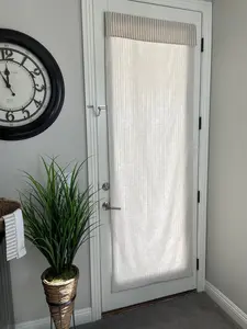 Reversible Taupe Striped and Beige Door Curtain 1 Panel