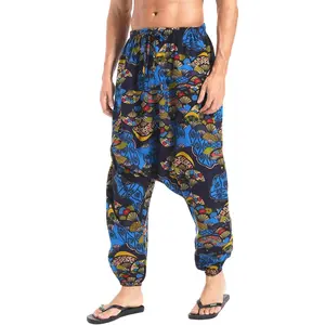 Men's Drawstring Aladdin Hippie Harem Pants Loose Drop Crotch Trousers Cotton Menswear Casual Cosplay Soft pants men