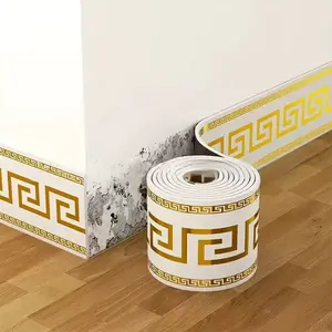 1 Roll 5Mx10cm Extra Large Self Adhesive Greek Key Wallpaper Border Removable Waterproof Peel and Stick Wall Trim for Kitchen Bathroom Living Room Office Elegant Home Decor