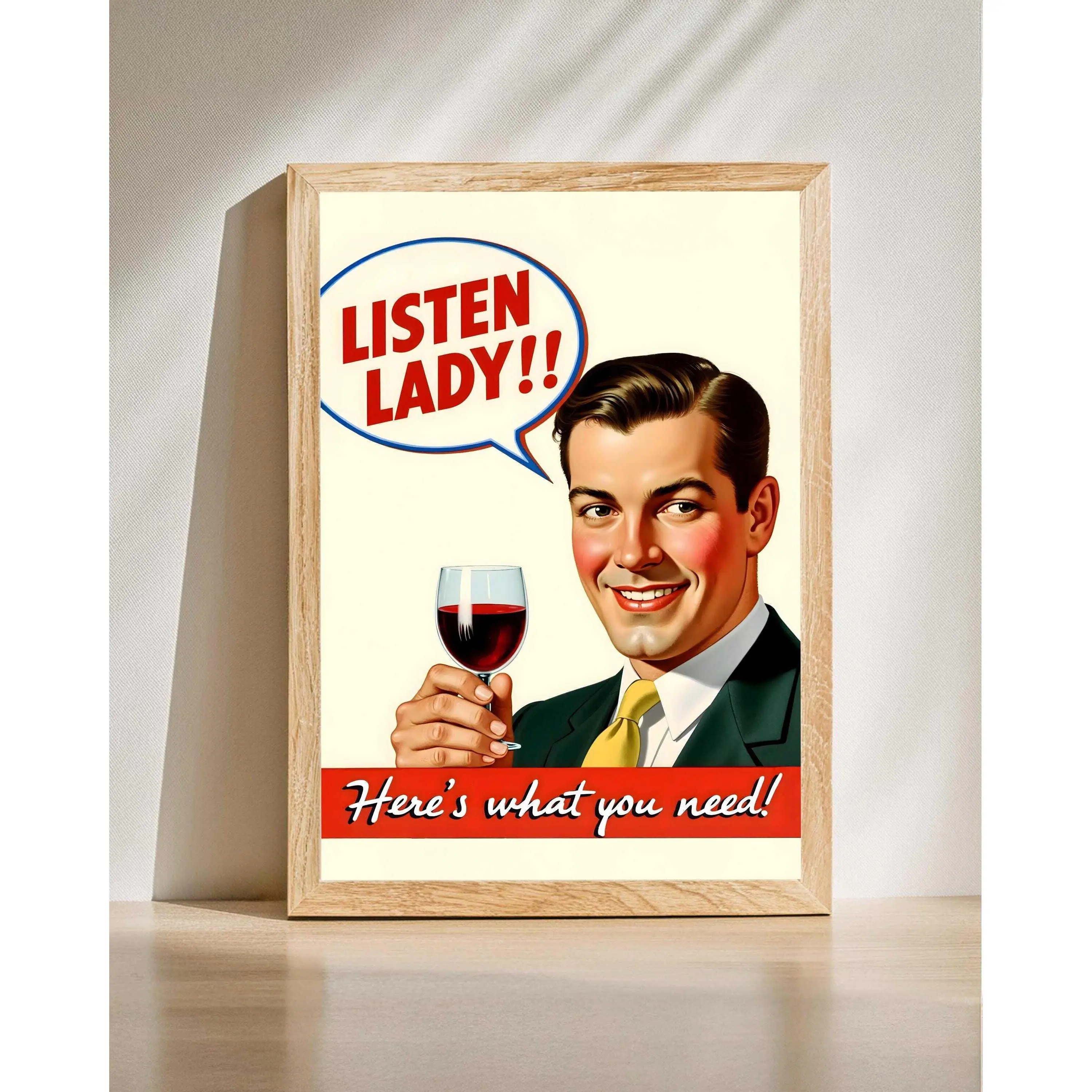 Retro Wine Poster Wall Art, Wine Lover Decor, Mid-Century Modern Poster, Retro Wine Prints, Bar Sign Illustration
